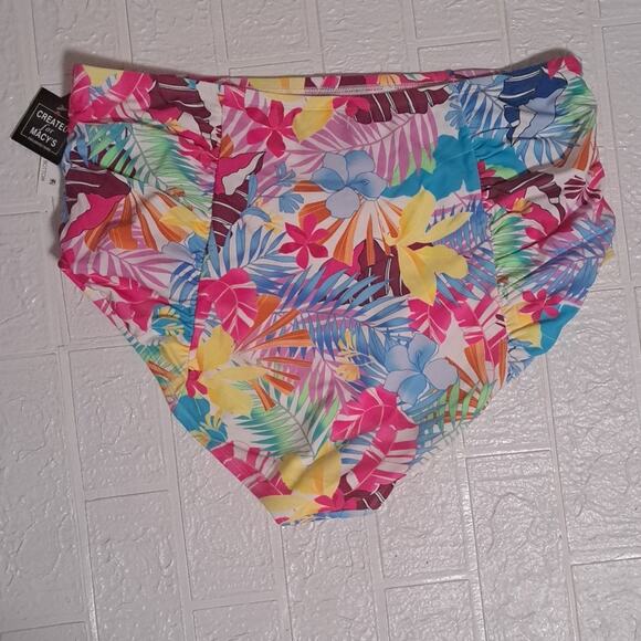 California Waves HIBISCUS PARADISE WHITE MULTI Bikini Swim Bottom - Picture 11 of 11